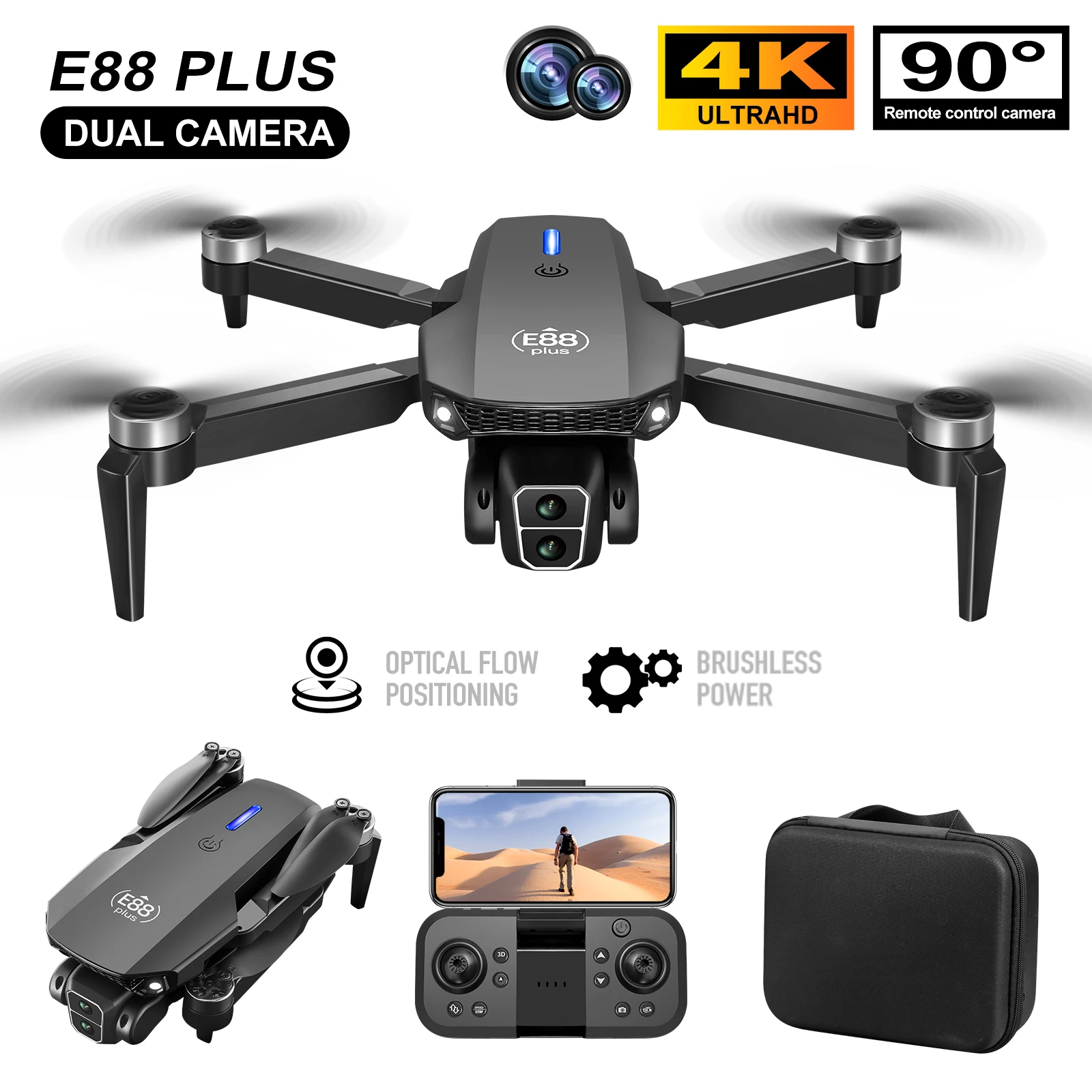 Diy Drone Electronics - Neue E88 Plus Quadrocopter-Drohne: 90 °