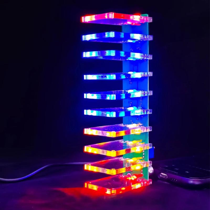 Diy Electronics Course - Schallaktiviertes LED-Musik-Spektrum-Kristallsäulen-Lötset DIY Elektronik-Set für MINT-Schulungen