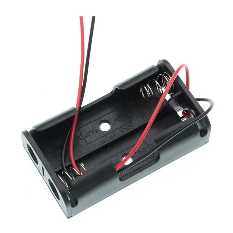 Diy Electronics Holder - AAAEL-100 Stück 2AA Batteriegehäuse mit Kabelanschlüssen,