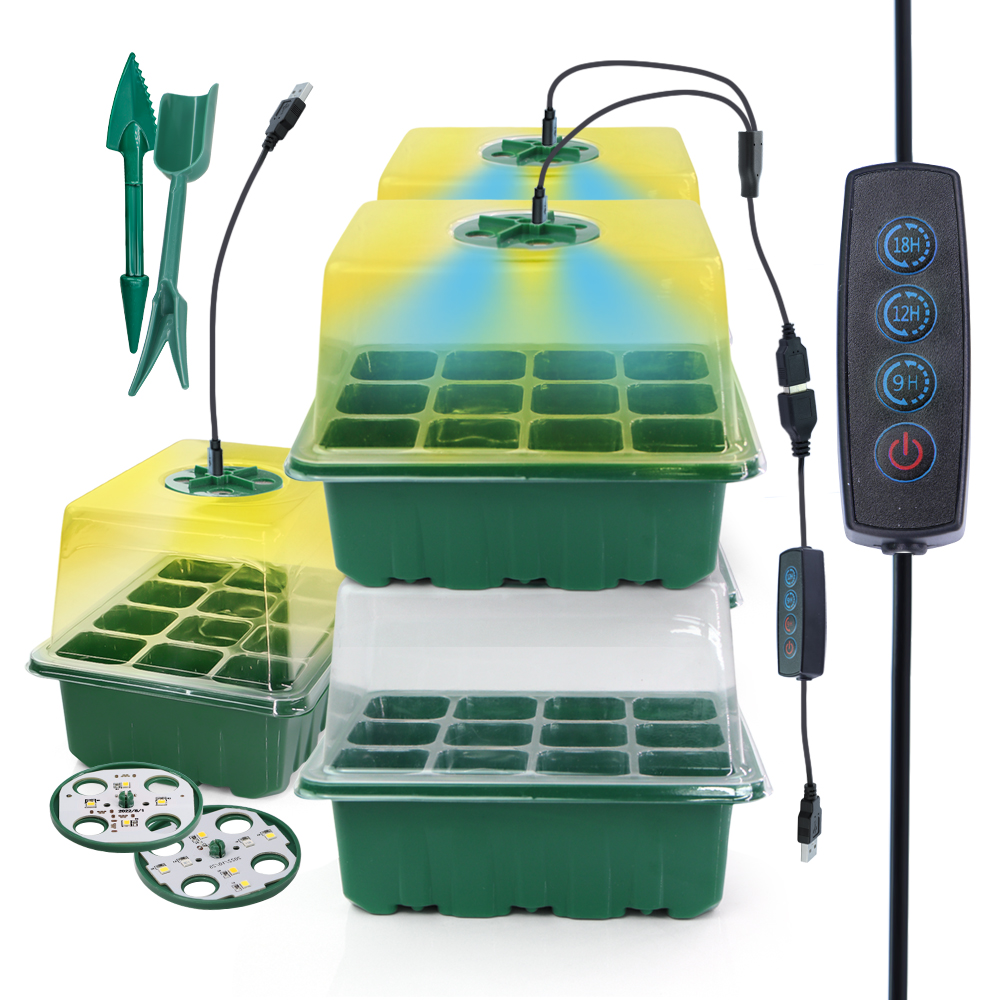 Led Assortment Kit - LED-Kindergartentöpfe mit Wachstumslicht, Pflanzensamen-Startertabletts, Heimgewächshaus, Wachstumslampe,